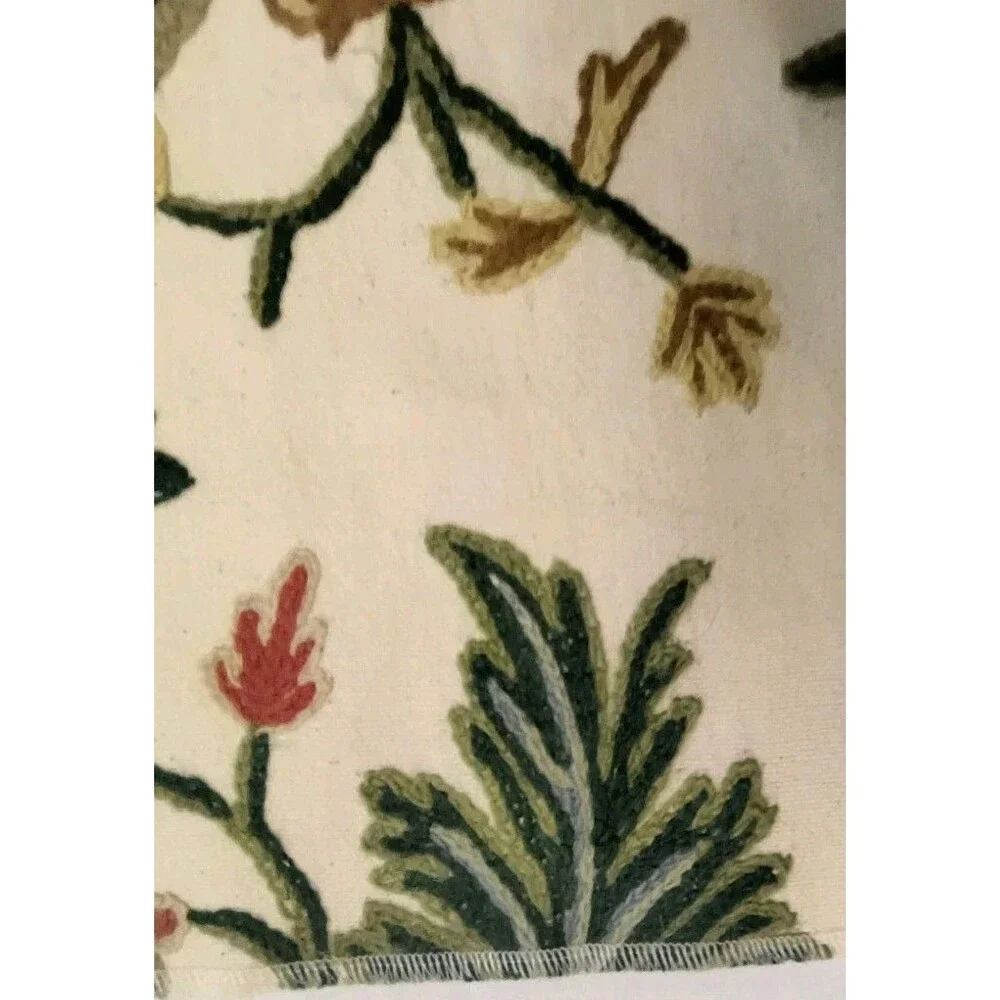 Frederik & Joyce Robespierre embroidered floral fabric sample wool on cotton Vtg